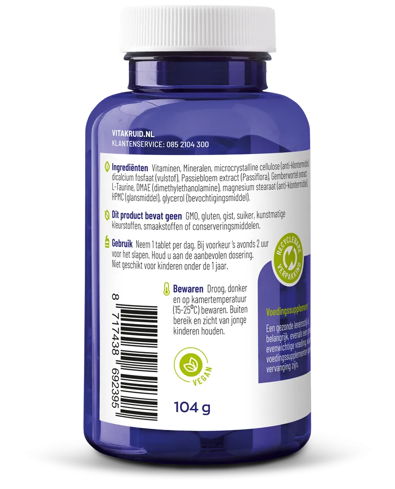 Vitakruid Multi Nacht Man Sport 100% Vegan (90 tabletten)