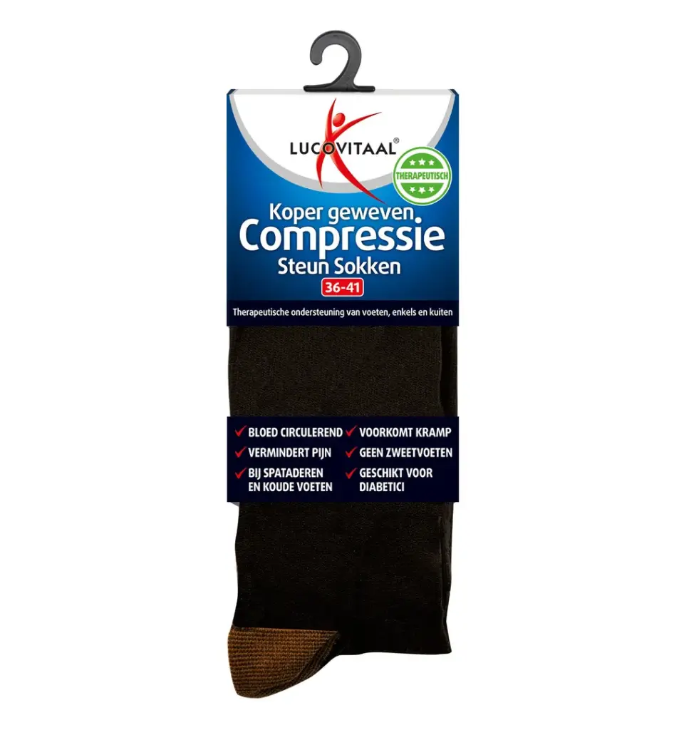 Lucovitaal Koper Compressie Sokken 36-41 Zwart (1 paar)