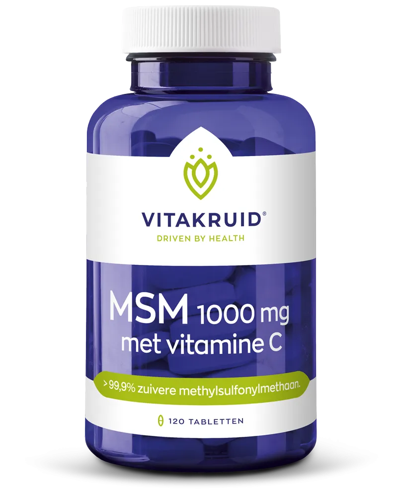 Vitakruid Msm 1000 Mg > 99,9% Zuiver + Vitamine C (120 tabletten)