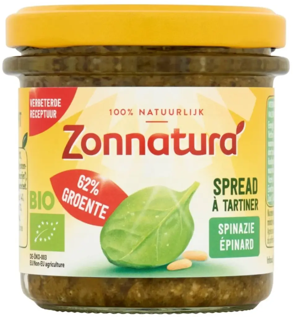 Zonnaturagroentespread spinazie bio (135 gr)