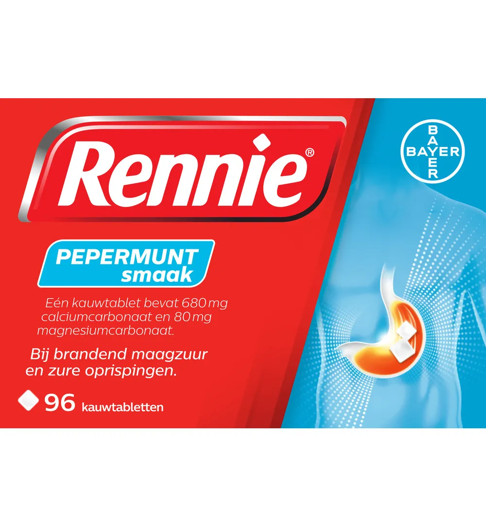 Rennie Pepermunt (96 kauwtabletten)