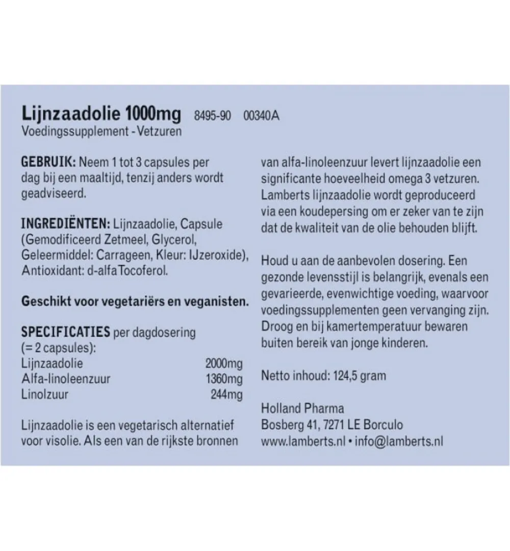 Lamberts Lijnzaadolie (90 vega capsules)