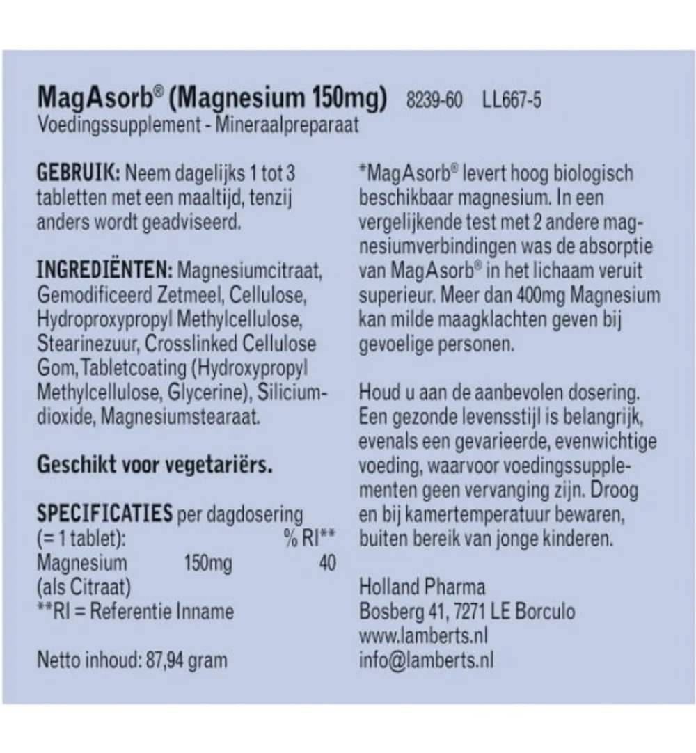 Lamberts MagAsorb (60 tabletten)