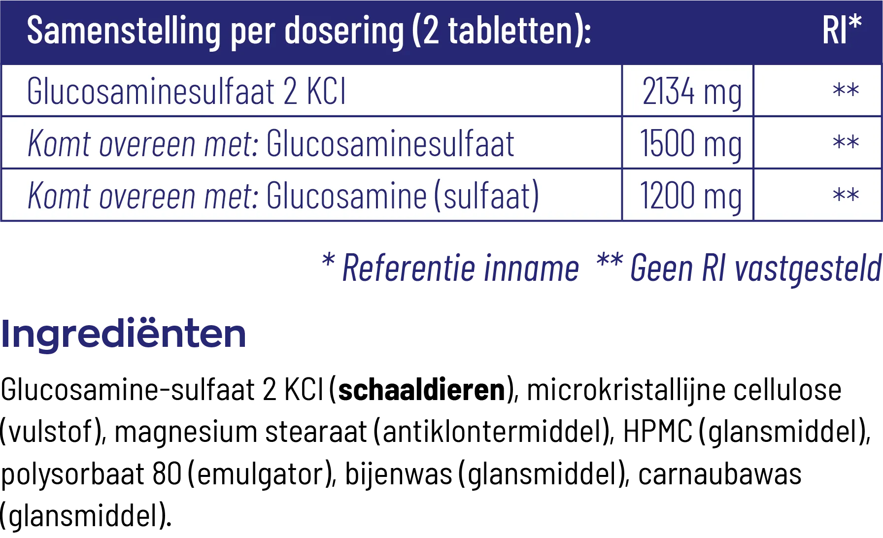 Vitakruid Glucosamine Sulfaat 2 Kci 1200Mg (120 tabletten) - image 3