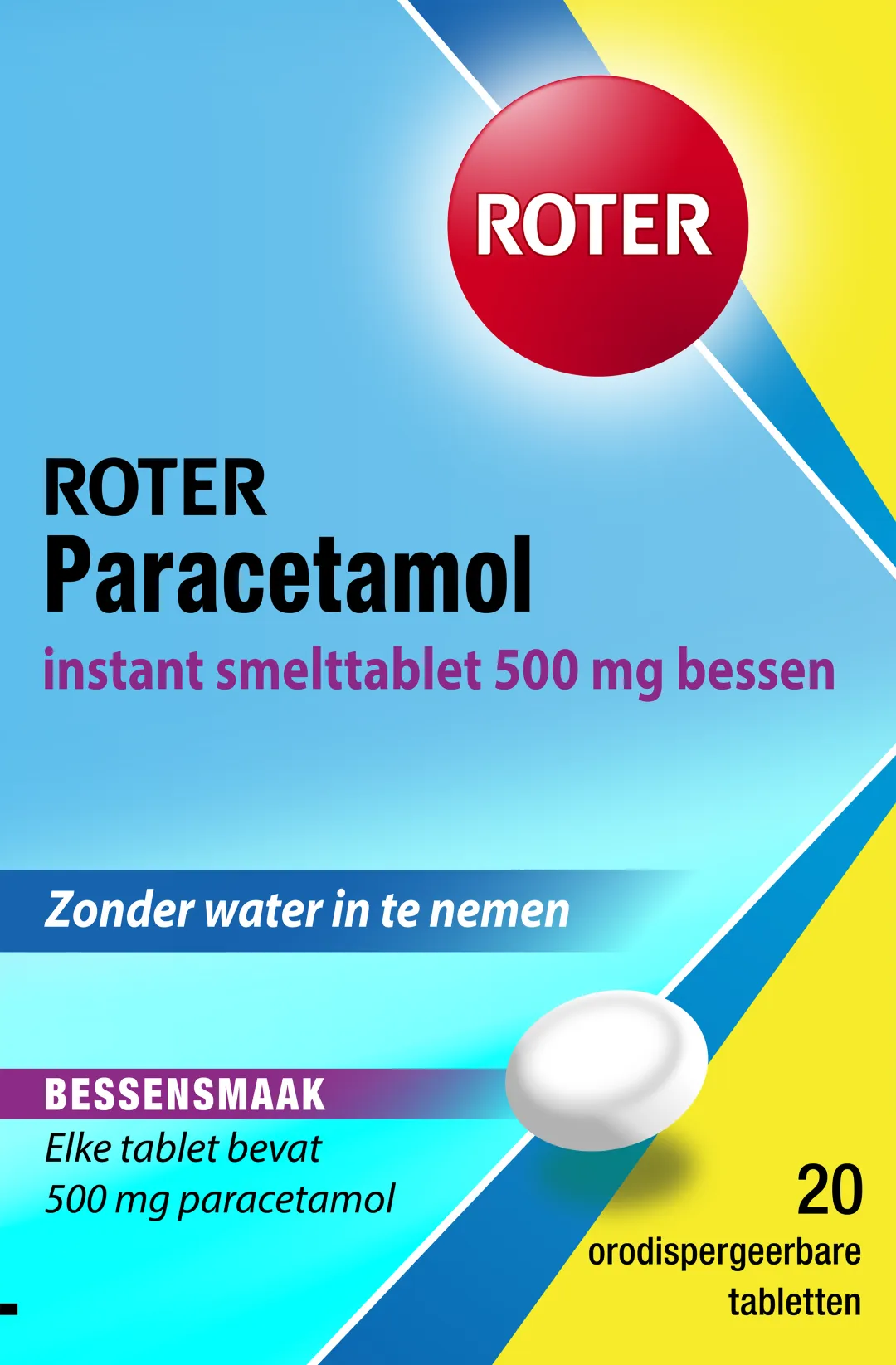 Roter Smelt Paracetamol 500 mg bessen (20 tabletten)