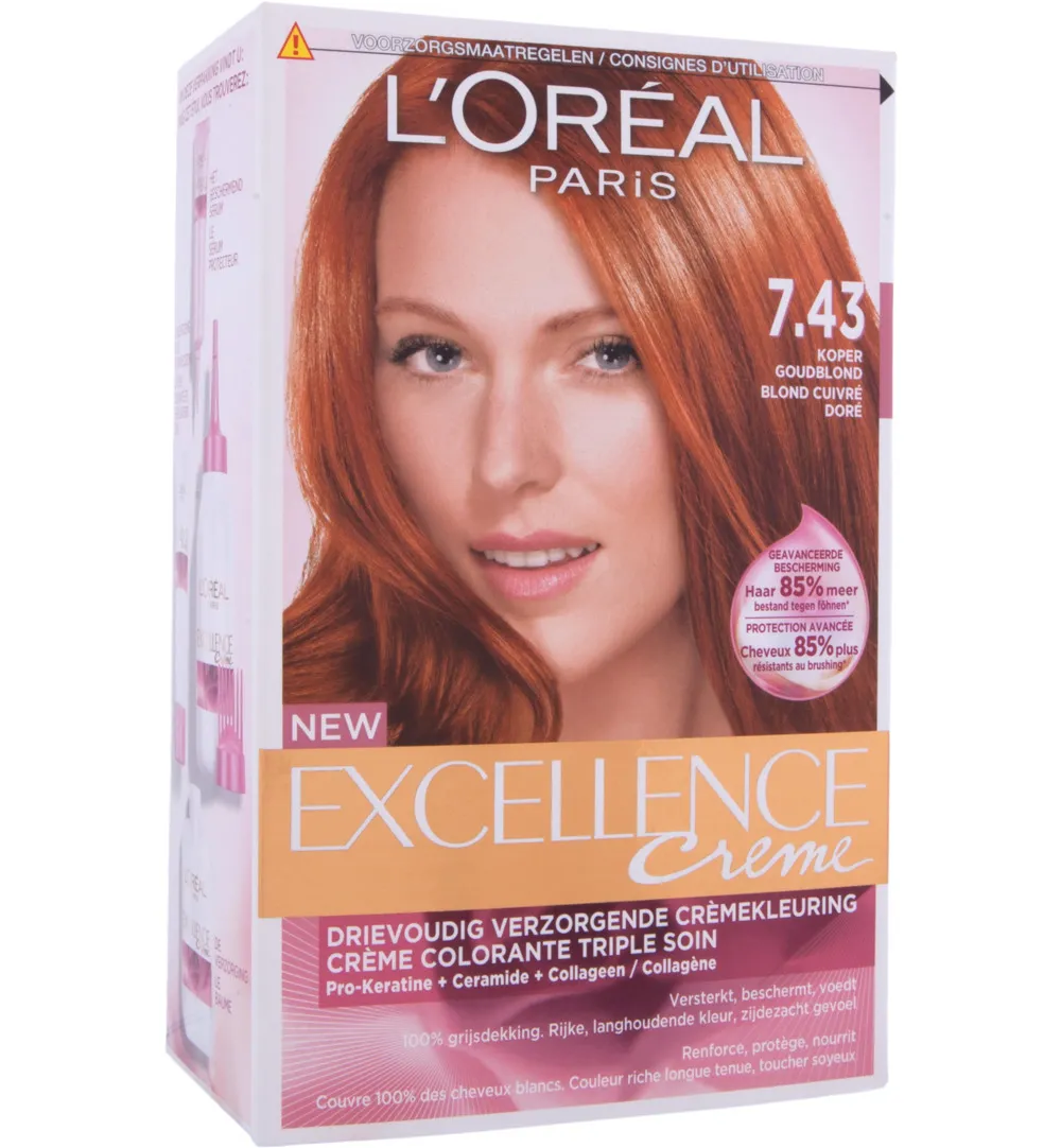 L'Oréal Excellence 7.43 Koper Goudblond (1 set)