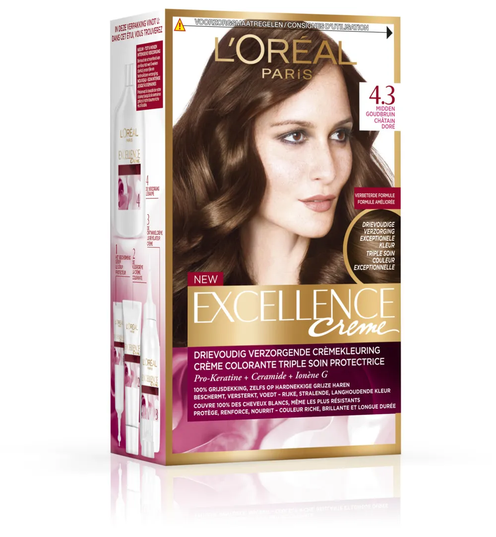 L'Oréal Excellence 4.3 Midden Goudbruin (1 set)
