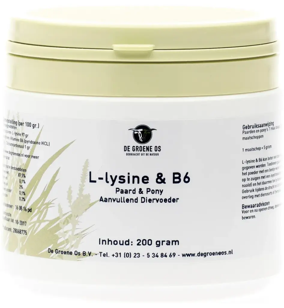 Degroene Os L-Lysine En Vitamine B6 Paard/Pony (200 gr)