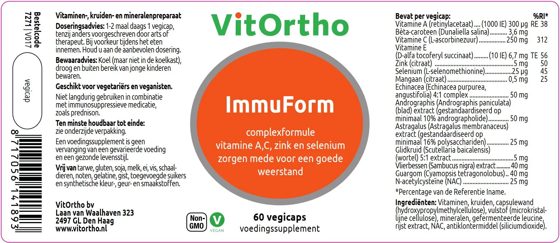 VitOrtho ImmuForm vh weerstand formule (60 capsules)