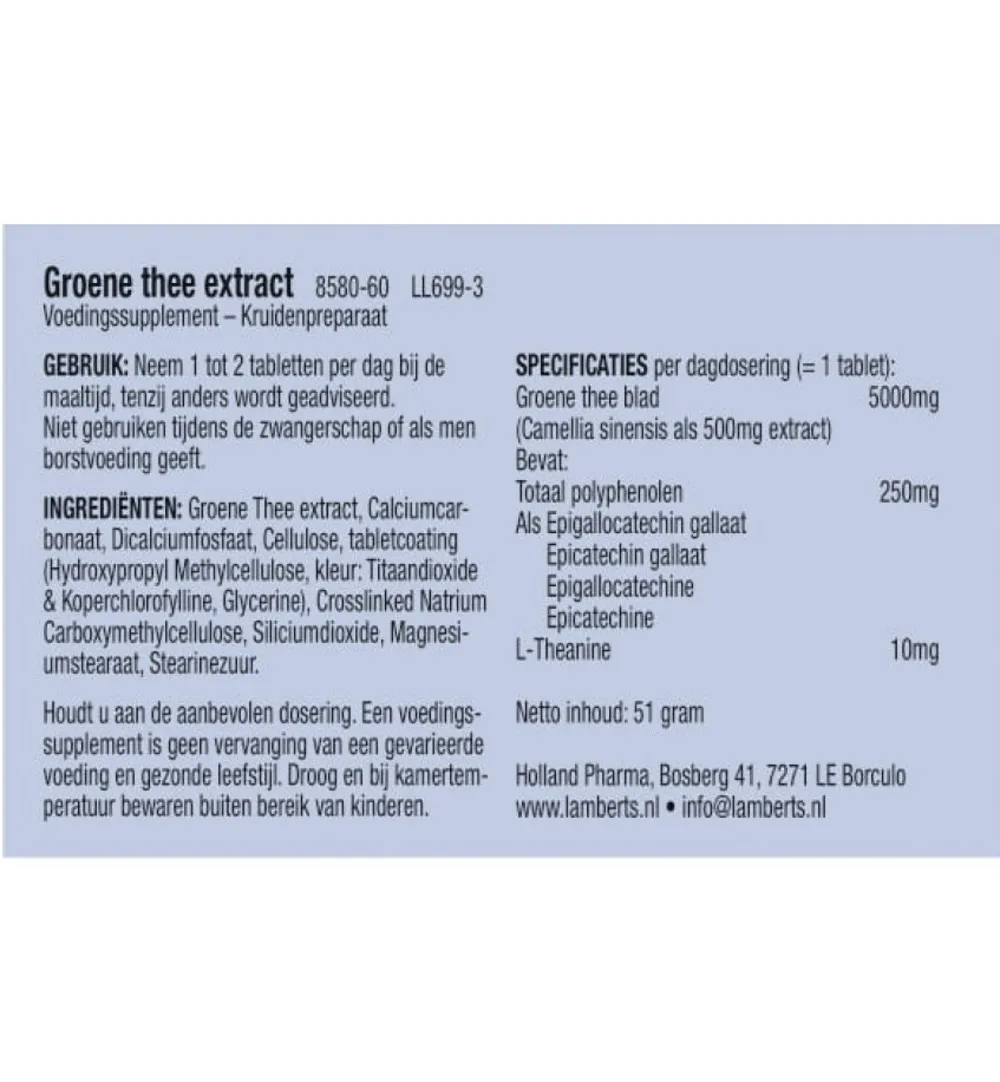 Lambertsgroene thee 5000mg (60 tabletten)