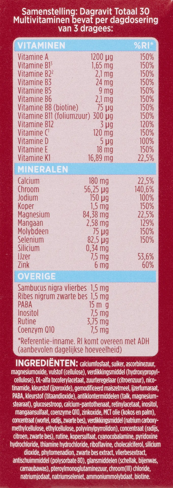 Dagravit Totaal 30 Multivitaminen (100 dragees) - image 3