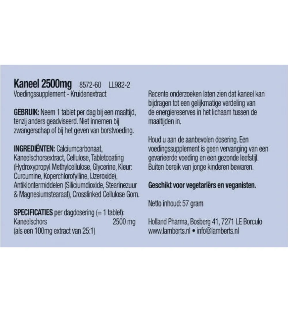Lamberts Kaneel 2500Mg (60 tabletten)