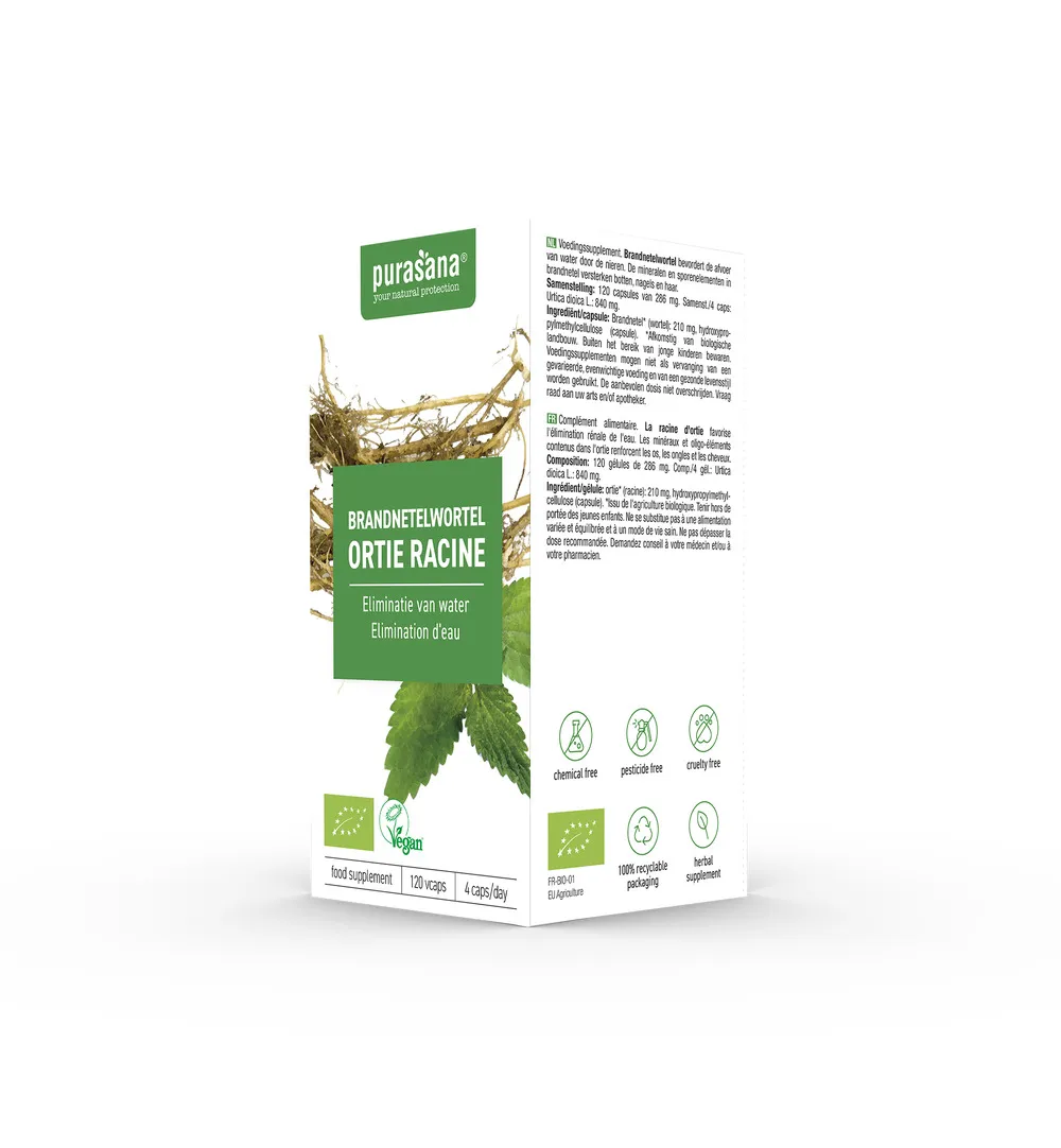Purasana Brandnetelwortel/Ortie Racine Vegan Bio (120 vega capsules) - image 4