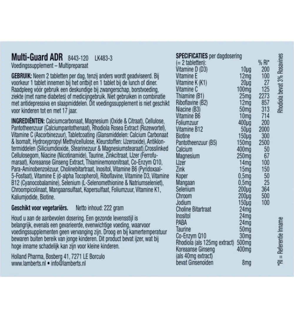 Lamberts Multi-guard ADR (120 tabletten)