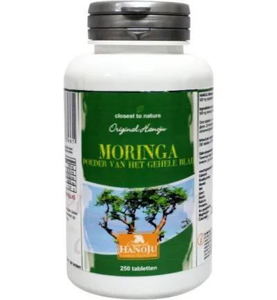 Hanoju Moringa Oleifera Heelblad 500M (250 tabletten)