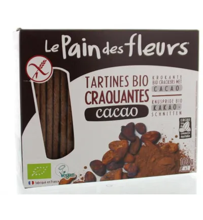 Le Pain Des Fleurs Krokante Bio Crackers Met Cacao Bio (160 gr)
