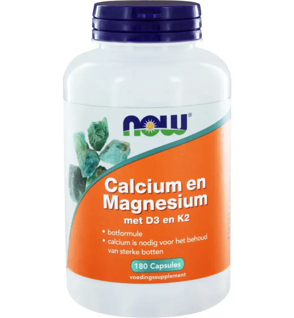 Now Calcium en Magnesium met D3 en K2 (180 capsules)