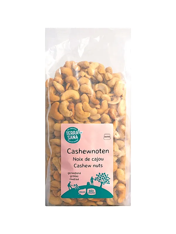 Terrasana Cashewnoten Geroosterd Met Zout Bio (750 gr)