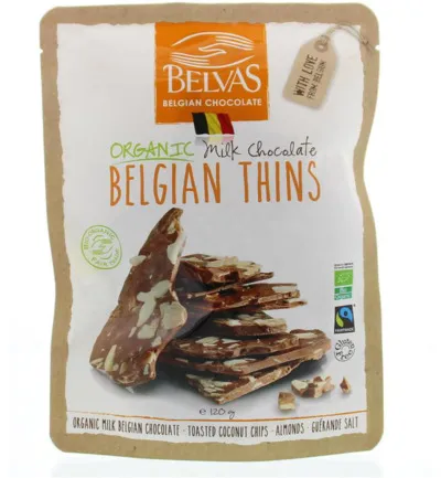 Belvas Thins melk kokos amandel bio (120 gr)