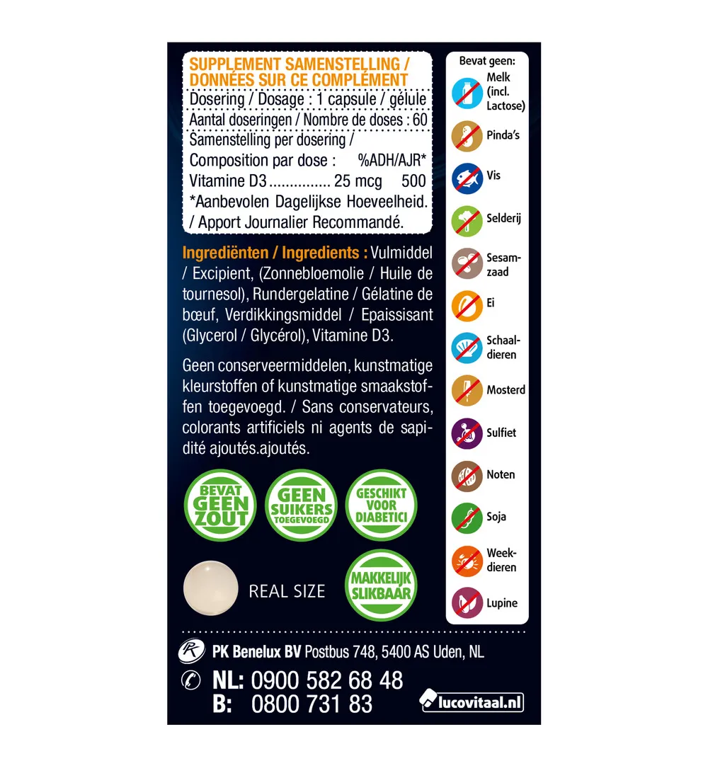 Lucovitaal Vitamine D3 25mcg (60 capsules) - image 2