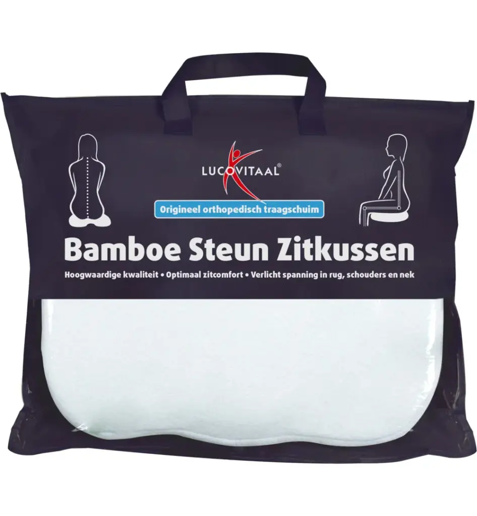 Lucovitaal Bamboe Steun Zitkussen Wit (1 stuk)