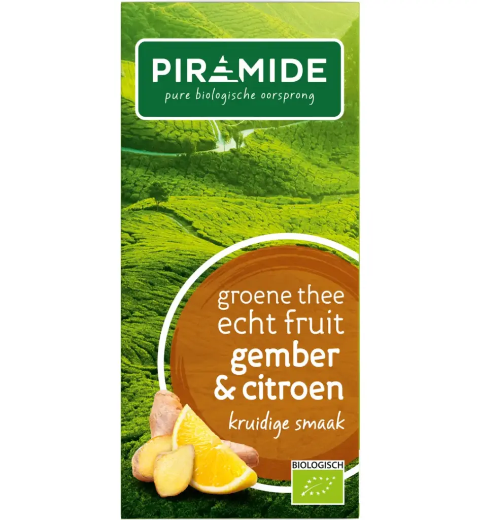Piramidegroene Thee Met Gember En Citroen Bio (20 stuks)