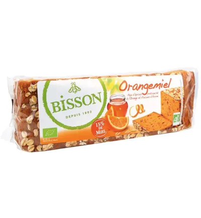 Bisson Orangemiel honingkoek sinaasappel voorgesneden bio (300 gr)