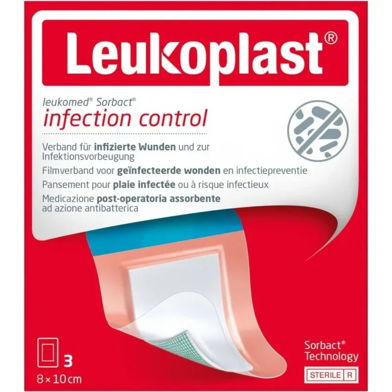 Leukoplast Leukomed sorbact 8 x 10 cm (1 stuk)