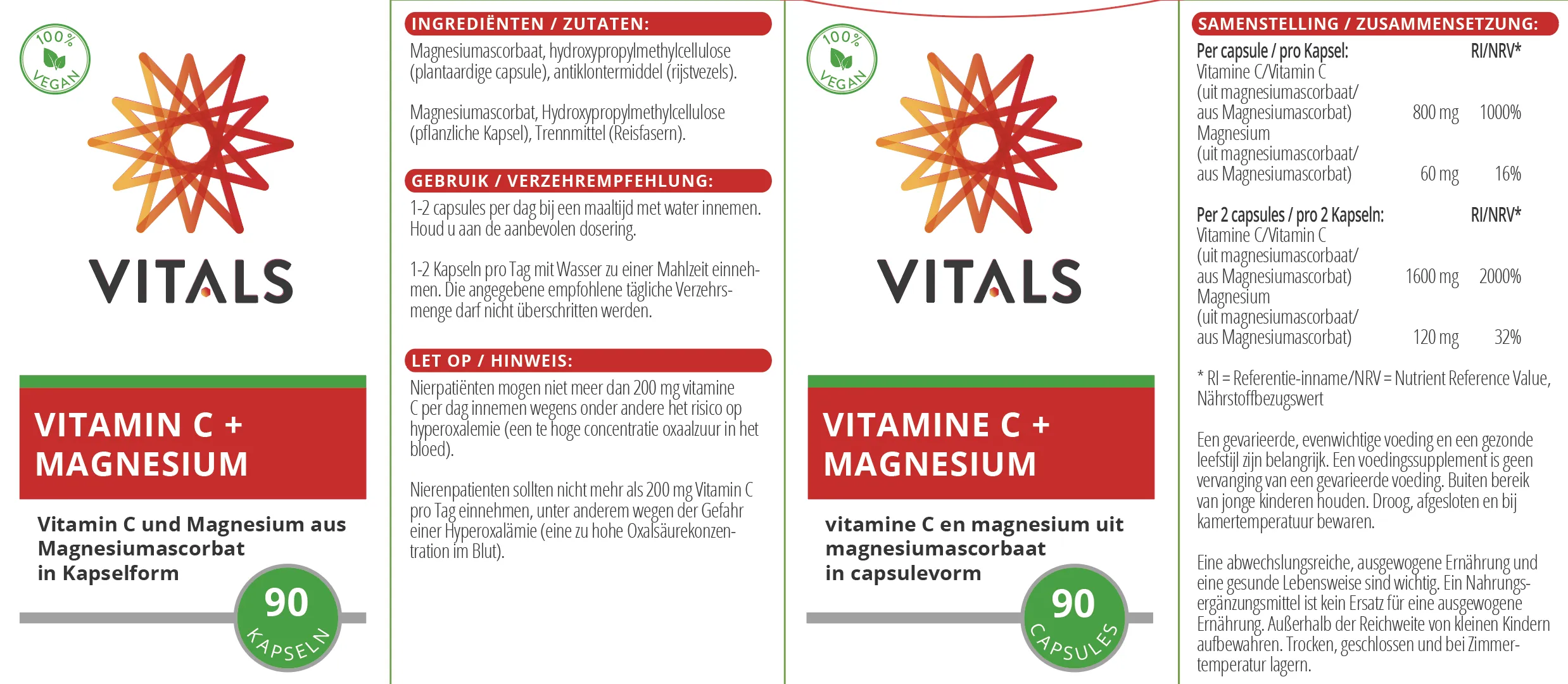 Vitals Vitamine C Met Magnesium (90 capsules) - image 3