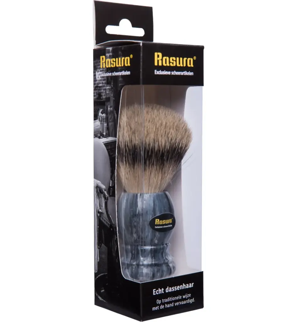 Rasura Scheerkwast silverspits marmer/grijs (1 stuk)