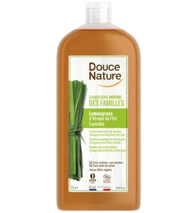Douce Nature Douchegel & shampoo familie lemongrass bio (1000 ml)