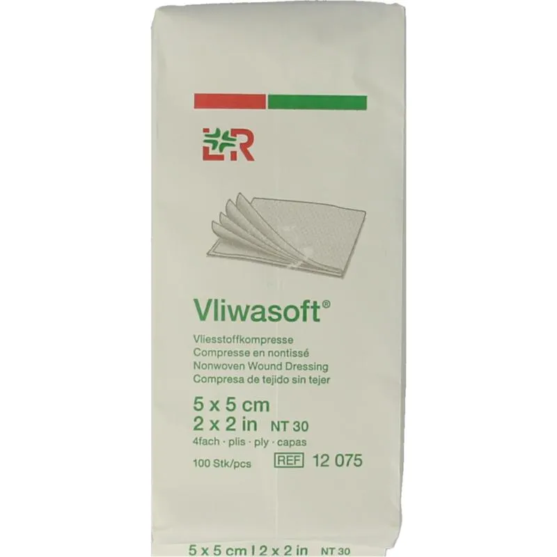 Vliwasoft Vlieskompres 5 x 5 cm 4-laags (100 stuks)