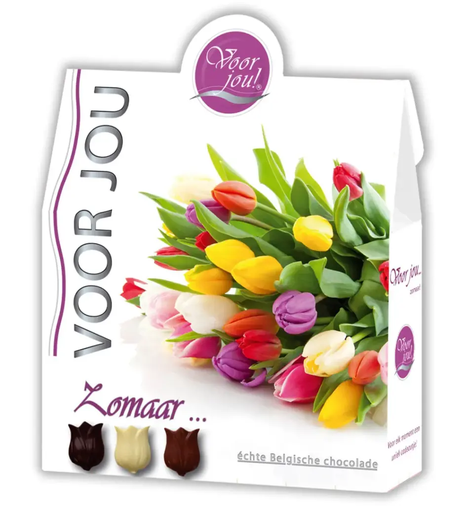 Voor Jou! Cadeau doos trendy bloemen zomaar (100 gr)
