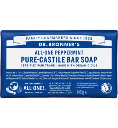 Dr. Bronner'S Barsoap Pepermunt (140 gr)
