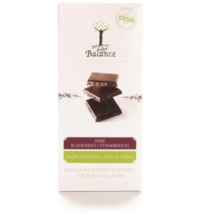Balance Choco stevia tablet puur bosbes (85 gr)