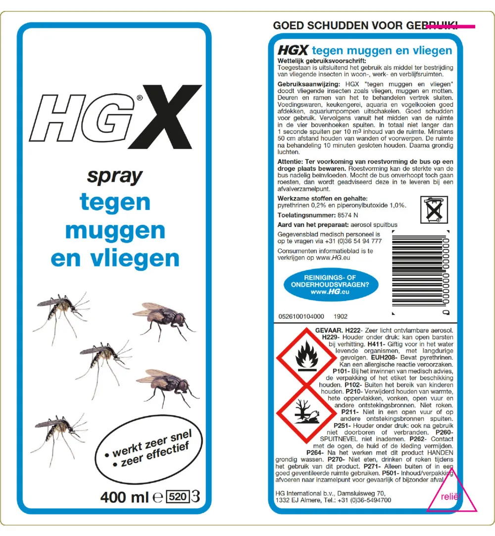HG X Muggen/Vliegen Spray (400 ml) - image 2