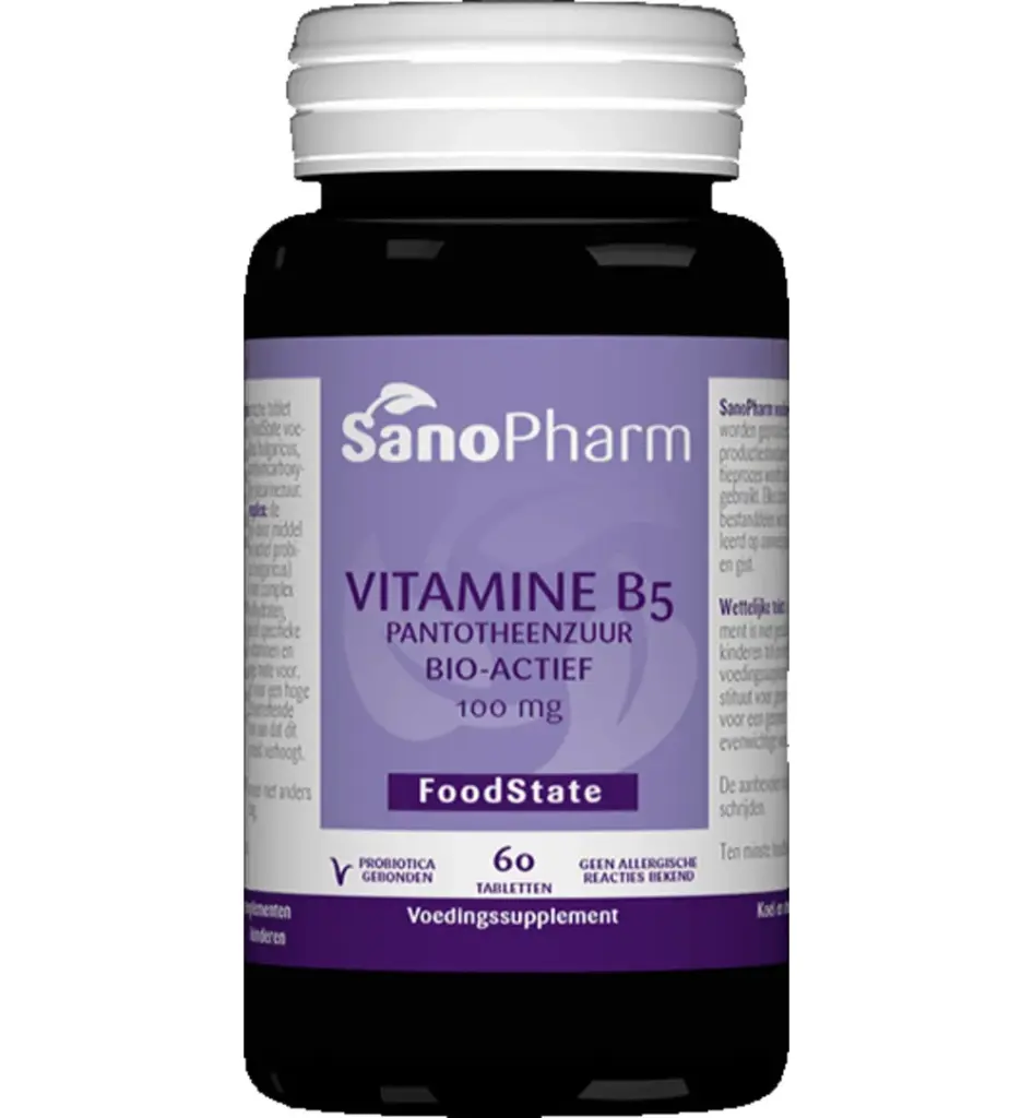 Sanopharm Vitamine B5 pantotheenzuur 100 mg (60 tabletten)