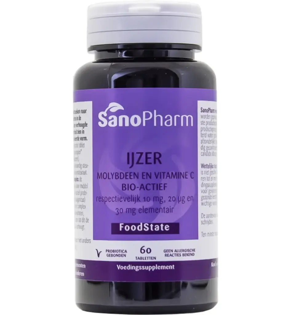 Sanopharm IJzer 10 mg & moly 20 mcg & C 30 mg (60 tabletten)
