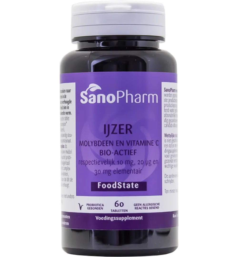 Sanopharm IJzer 10 mg & moly 20 mcg & C 30 mg (60 tabletten)