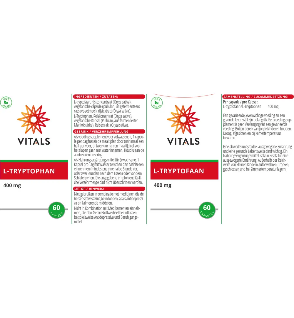 Vitals L-Tryptofaan (60 capsules) - image 3