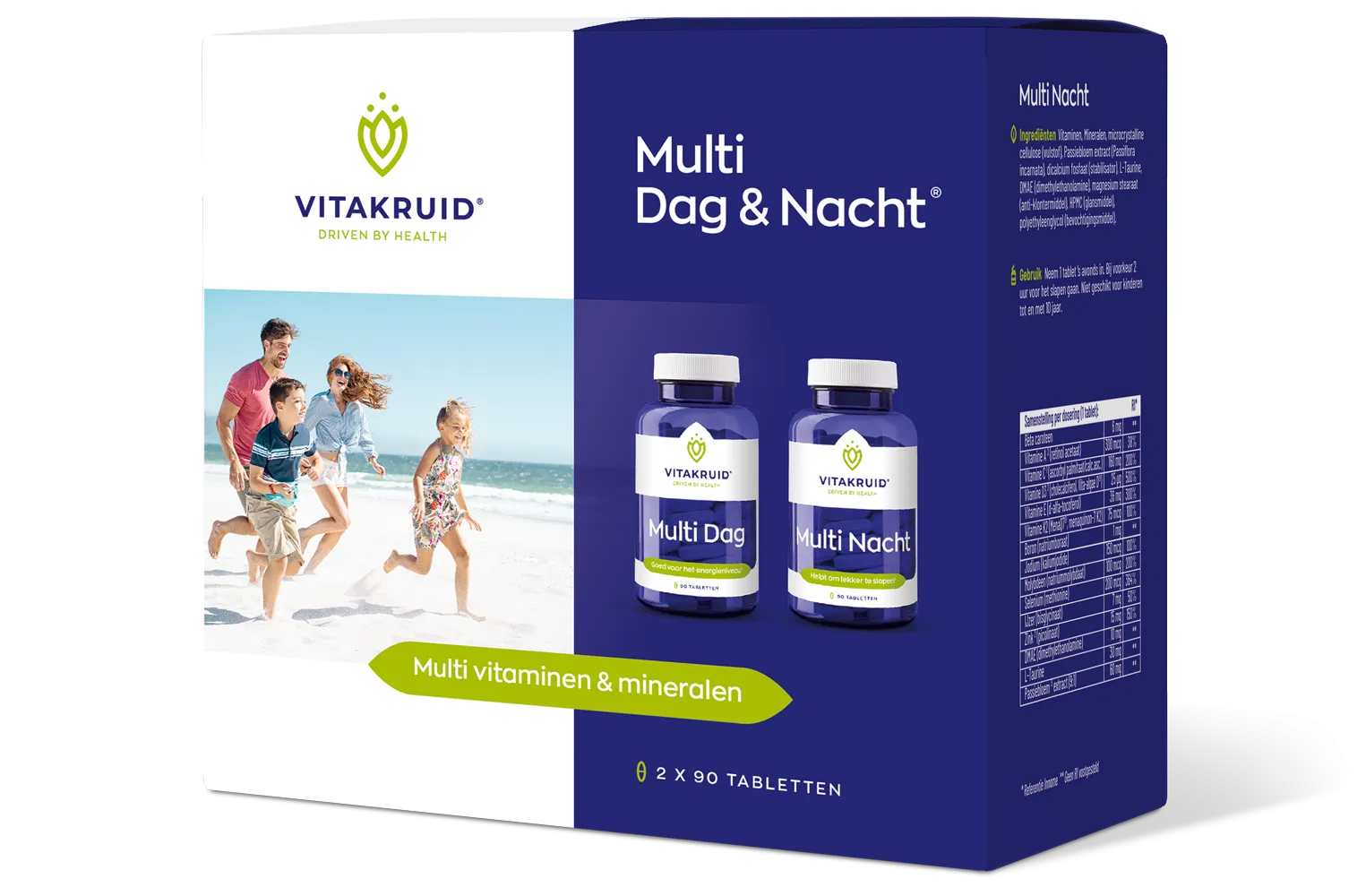 Vitakruid Multi Dag & Nacht HD 100% Vegan (2 x 90 tabletten)