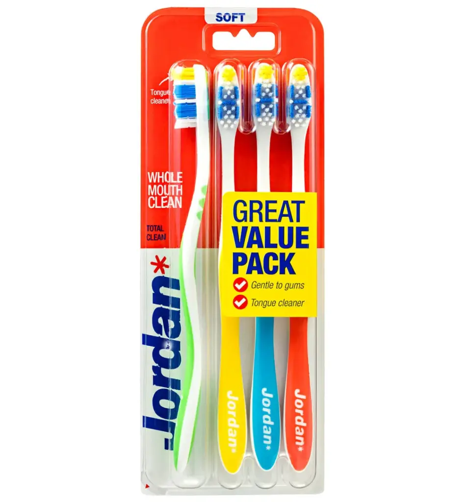 Jordan Tandenborstel TotalClean Soft 4-pack (4 stuks)