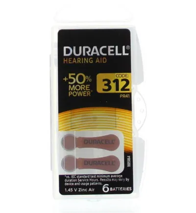 Duracell Hearing aid nummer 312 (6 stuks)
