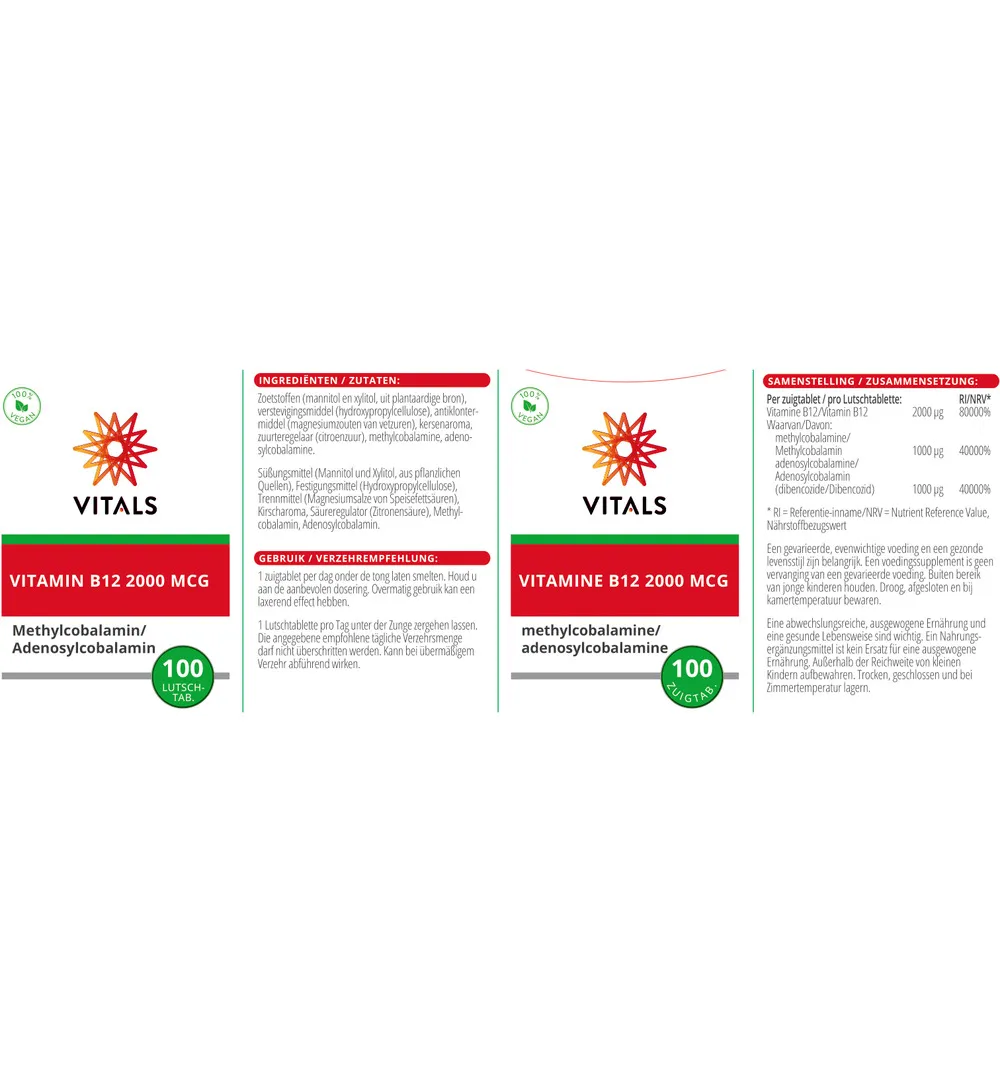 Vitals Vitamine B12 2000 Mcg (100 zuigtabletten) - image 3