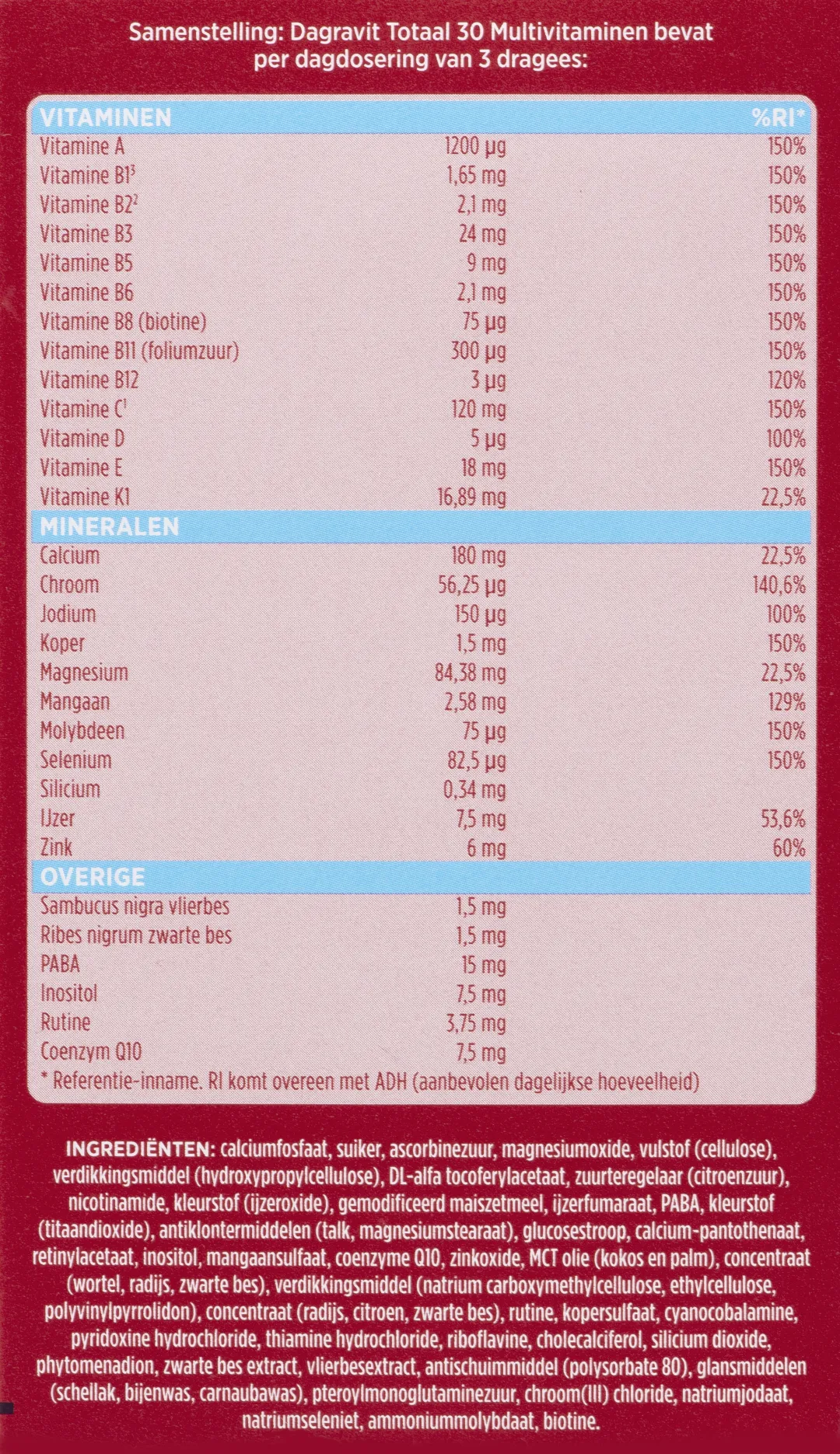 Dagravit Totaal 30 Multivitaminen (500 dragees) - image 4