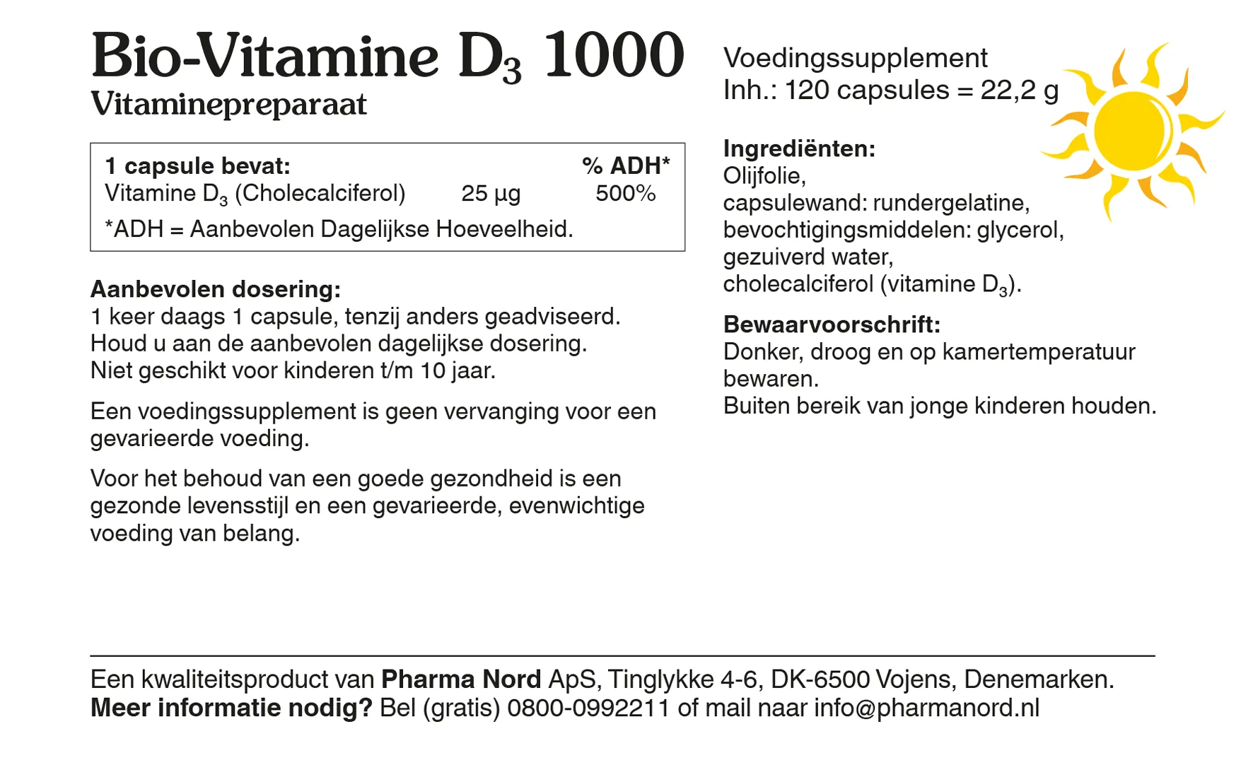 Pharma Nord Bio Vitamine D3 25mcg 1000IE (120 capsules)