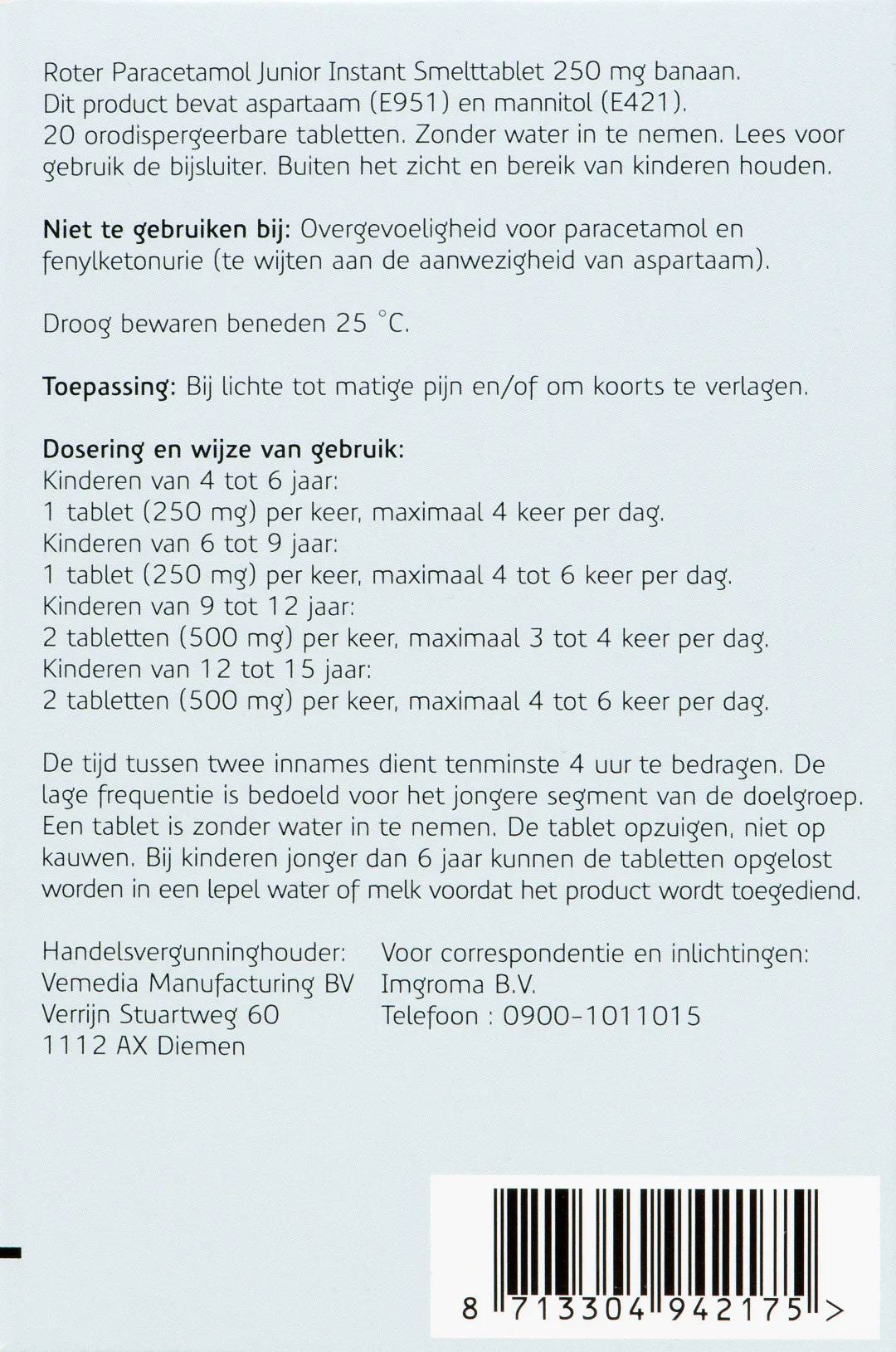 Roter Smelt Paracetamol 250 junior (20 tabletten) - image 4