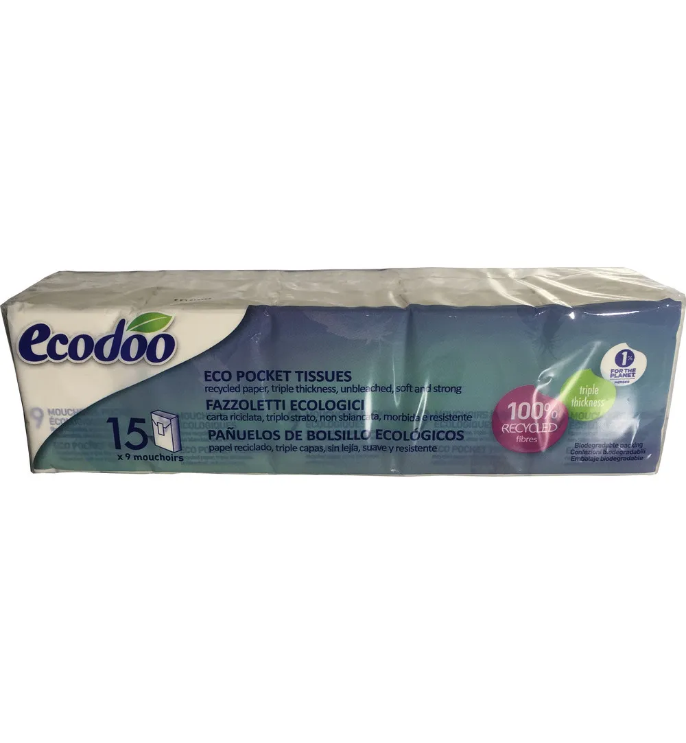 Ecodoo Tissues/Zakdoekjes Bio (15 X 9 stuks)