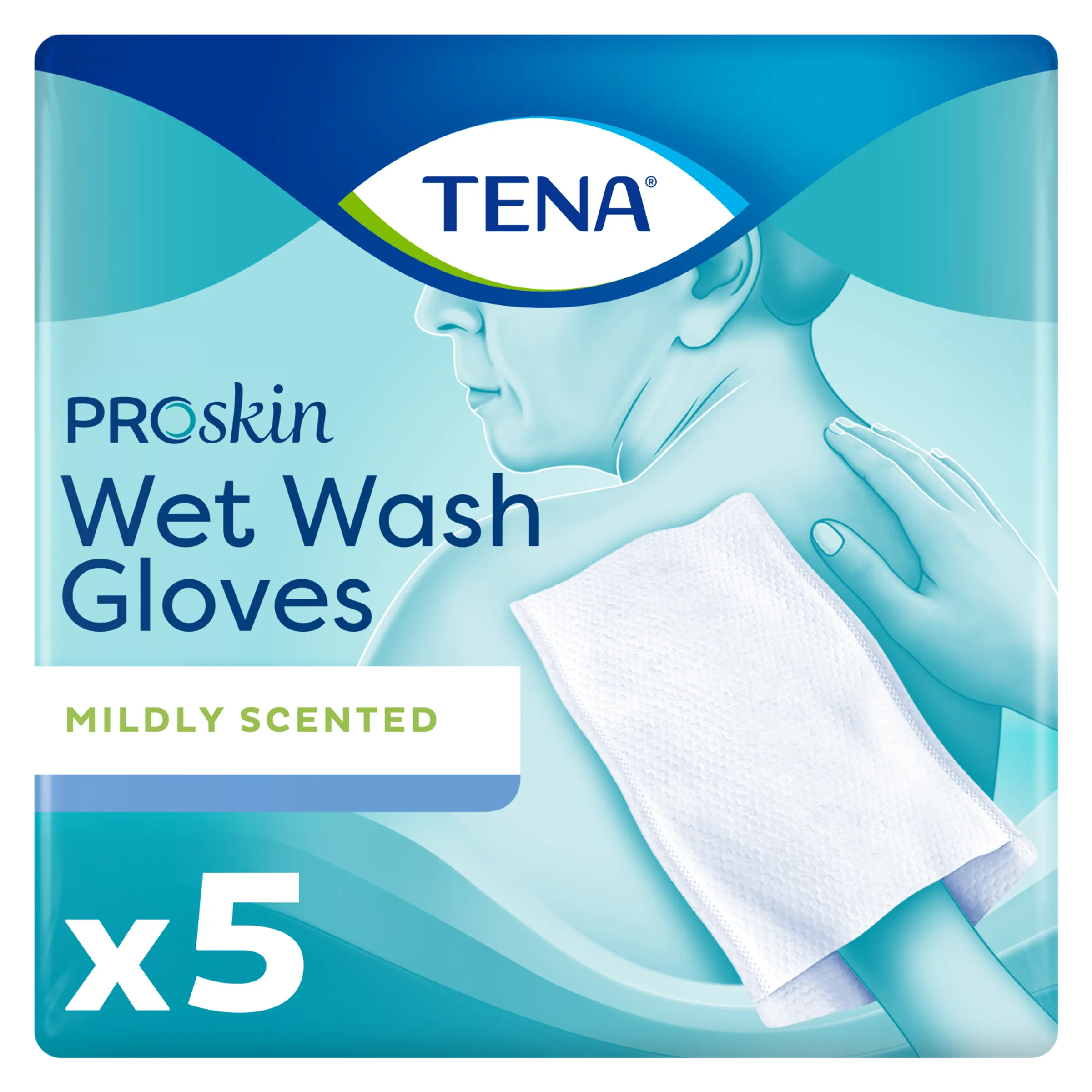 Tena Wet Wash Glove Mild Geparfumeerd (5 stuks)