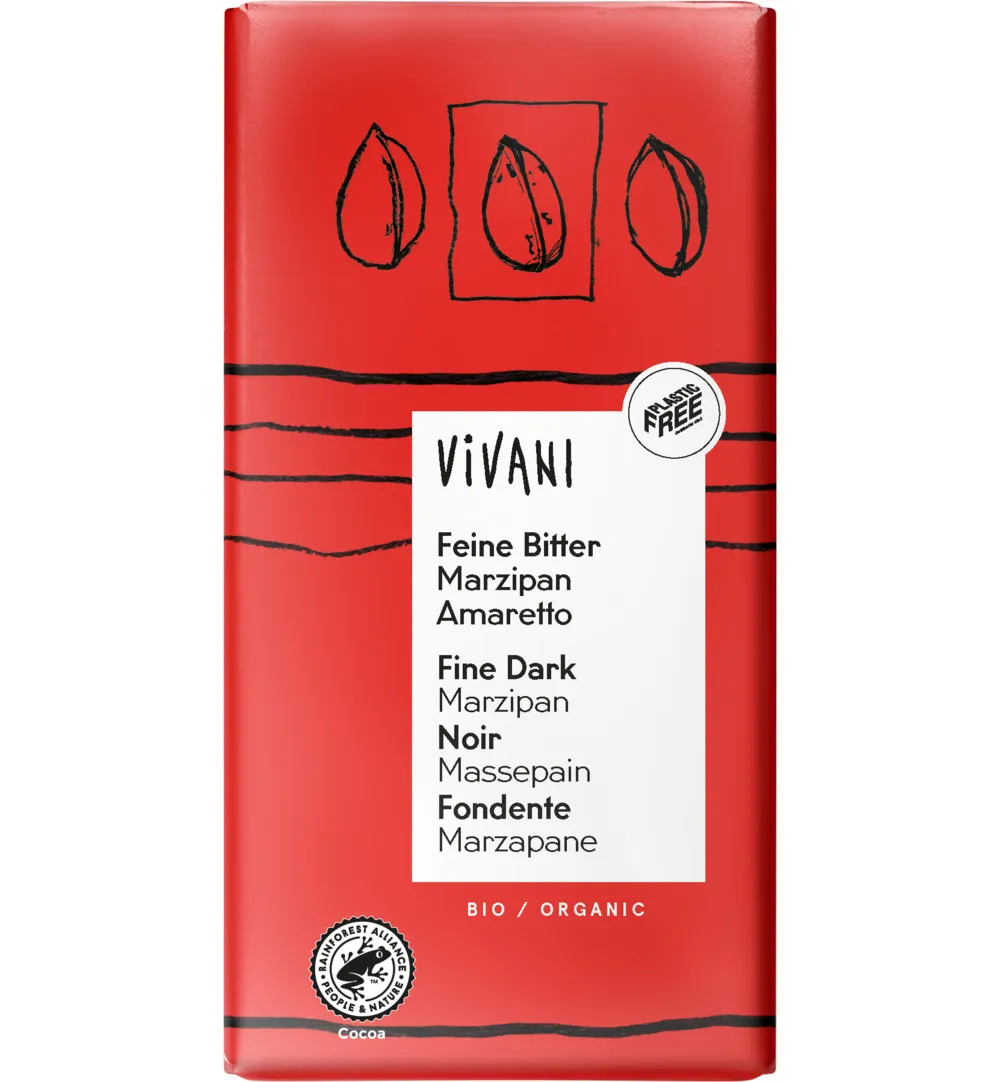 Vivani Chocolade Puur Met Marsepein & Amaretto Bio (100 gr)
